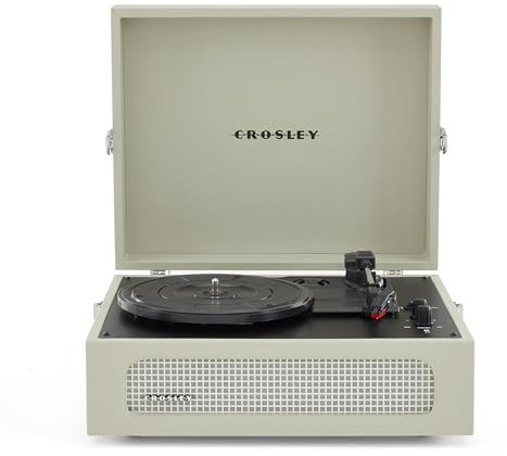 Crosley Voyager Portable Turntable - Bluetooth Record Player, 3-Speed Suitcase Vinyl Player, Home Turntables for Vinyl Records, Built in Stereo Speakers & Bluetooth Receiver, AUX Input, Dune