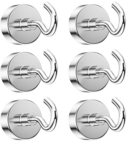 Newaner 6 Pezzi 20MM ganci magnetici 12KG forza, gancio magnetico staccabili potente ideale, ganci magnetici rotondi al neodimio per frigorifero da cucina, soffitto, griglia, Piccoli