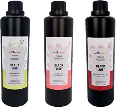 Black Line - Infusión para sauna (3 x 500 ml, con movimiento verde, para invierno, Wonderland, Celebrations by SudoreWell)