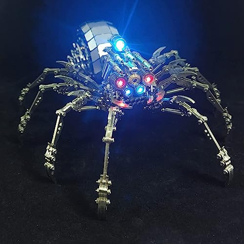 UpGLeuch 3D Metall Puzzle Spinne Modell Kit mit Licht,DIY 3D Puzzle Metall Erwachsene Spinne mit Werkzeugsatz,3D Modellbausatz Desktop Spielzeug Geschenke