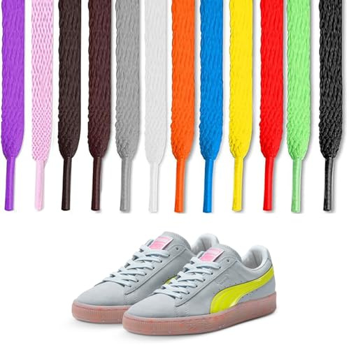 12 Pairs Flat Colored Shoelaces - Athletic Multipack for Sneakers and Sport Shoes - 124 cm/48.81 inch in 12 Colors