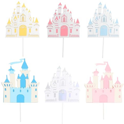 6pcs Castle Cake Insert Cake Decor Kids Castle Cake Ornament Birthday Castle Cake Ornament Girls Castle Cake Ornament Birthday Cupcake Topper Birthday Party Supplies