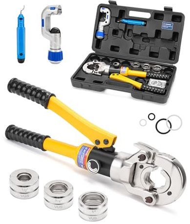 Raccords de tubes en cuivre hydrauliques Kit d'outils de sertissage à pression 1/2, 3/4, 1 Pince à sertir pour tuyaux Pex Manchons de presse PEX en acier inoxydable pour tuyaux en cuivre avec coupe