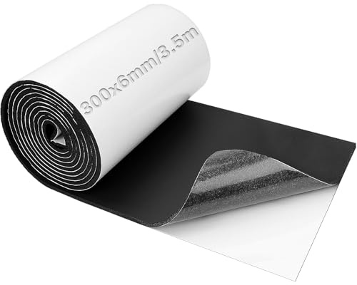 Mbsomnus Mousse Autocollante 300 mmx6 mmx3.5 m Mousse Adhesive Noir Plaque de Mousse Néoprène Avec Support Adhésif pour Coussinets Meubles Protecteurs de Sol Comblement d'Espace Projet d'Artisanat DIY