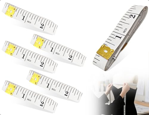 ZoeTekway Metro A Nastro Flessibile Doppio Lato,Confezione Da 5 Metro A Nastro Universale Da Sarto Con Bottone,Utilizzato Per Lavori Di Sartoria Fai Da Te,Per Misurare Lunghezza,Torace E Vita (Bianco)