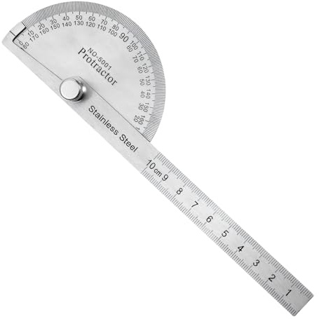 Rapporteur d'angle universel en acier inoxydable 0-180° avec vis de verrouillage en métal réglable avec échelle pour écoles, menuisiers, peinture, stylo à dessin
