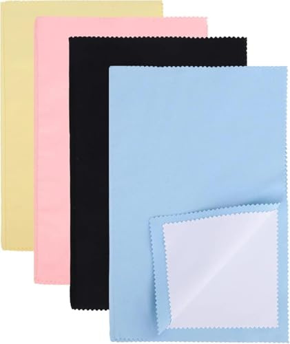 Linjoy 4Pcs Silver Polishing Cloth, 25x16cm Jewellery Cleaning Cloths for Gold Platinum Metal, Reusable Polishing Cloths for Jewelry Ring Accessories, Safe Cleaning Cloth for Silverware