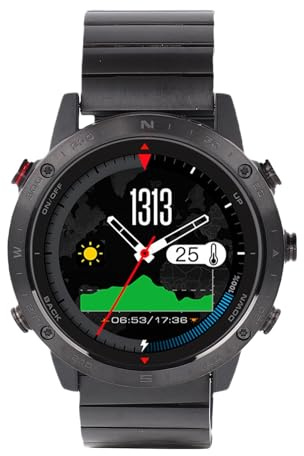 SPYMINNPOO Orologio Sportivo Intelligente da 1,3 Pollici, Materiale in Lega Ti, Fitness Tracker Impermeabile, Professionale per l'escursionismo, il Nuoto e la Corsa degli Uomini