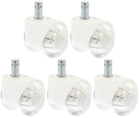 DIKACA 5 pièces Lot de Roulettes Pivotantes PU Transparent pour Chaise de Bureau Silencieuses Résistantes et Faciles à Installer Adaptées à Meubles et Sols Durs