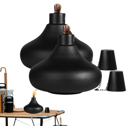 Genérico Antorchas De Mesa Citronela, Paquete 2 Metal,Luz Escritorio Recargable con | Linterna Decorativa Mechas Y para El Hogar, Patio, Terraza