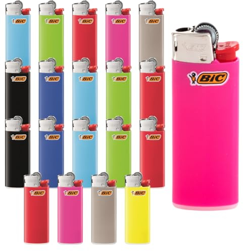 BIC Mini Feuerzeug J25 – Bunte Farben, 20 Stück Set, Einwegfeuerzeuge