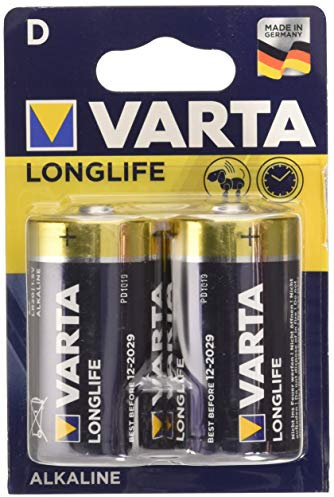 Varta 04120110412 Alcalino 1.5V batería no - Recargable - Pilas (Alcalino, Cilíndrico, 1.5 V, 2 Pieza(s), D, Azul, A mAhrillo)