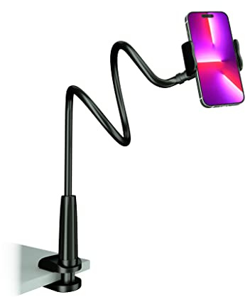 MAGIPEA Phone Holder for Bed, Gooseneck Phone Holder for Desk, Cell Phone Mount with Flexible Long Arm, Compatible with iPhone 17/16 Pro Max, 15, 14, and Other 3.5–7 Devices