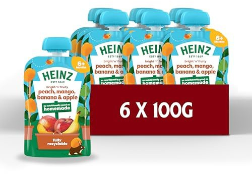 Heinz Baby Food Peach, Mango, Banana & Apple Pouch 6x100g