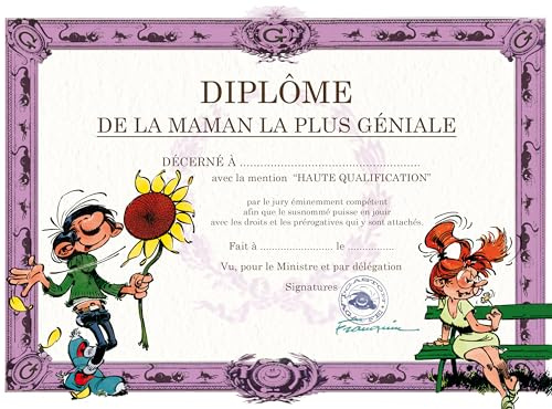 Gaston Lagaffe - Tarjeta de graduación de la madre la más genial – Mademoiselle Jeanne Tournesol Je t'aime – para cumpleaños o Día de la Madre