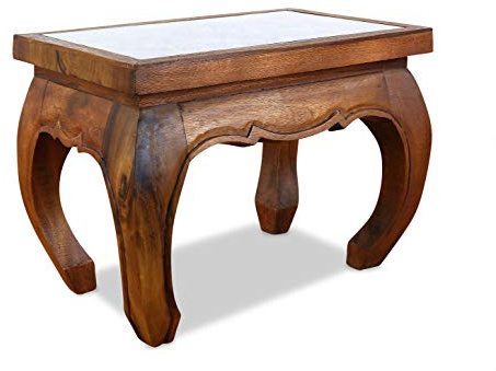 Livasia Table d’Opium avec Sculpture – 60x40x40cm – Table Basse, d’appoint, de canapé, Durable et Fait Main