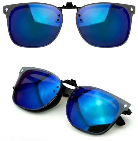 CREYESTAL Clip Gafas de Sol Polarizadas, Clip para Gafas para Sol, Clip Solar, Abatible y Ultraligero, Hombre, Mujer, 100% Anti-UV