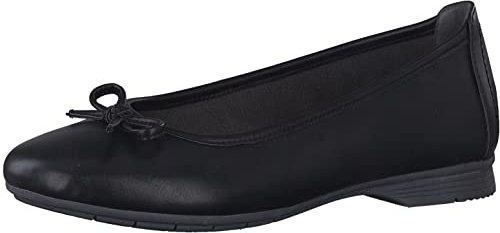 Jana Ballerines élégantes pour Femme en Cuir synthétique Largeur H Largeur supplémentaire, Noir 1, 38 EU