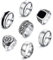 JeweBella 7 Stück Ringe Herren Edelstahl Ringe Silber Matt Poliert Keltischer Knoten Vintage Ringe Schwarz Siegelring Herren Gravur Gothic Biker Ringe Set für Herren Männer