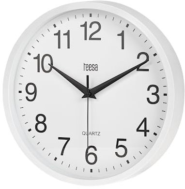 Teesa Clock Analog Wall Universal 25 cm TSA0037 White