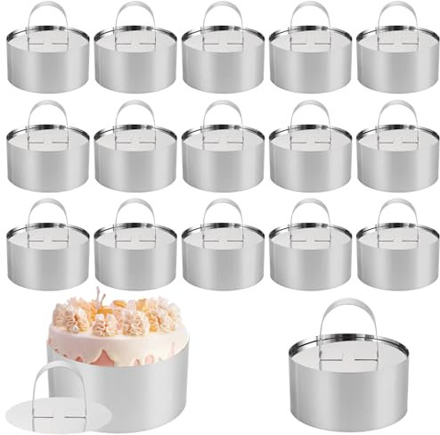 YOUNTHYE Set di 14 anelli da dessert e per torte, 8 cm, mini anelli da portata rotondi, in acciaio inox, 430, rotondi, per dolci, dolci, mousse, torte