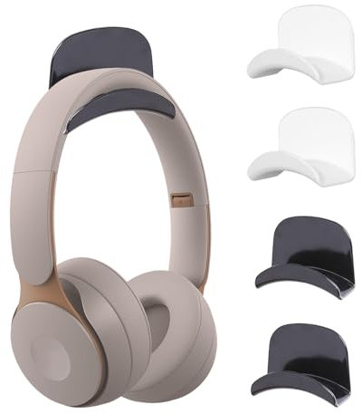 Senteen Universal Soporte Auriculares 4 pcs Headset Stand Holder Adhesiva Soporte Cascos Mesa Gancho Sujeta Colgador Auricular para la Mayoría de los Auriculares y el Controlador (Blanco + Negro)