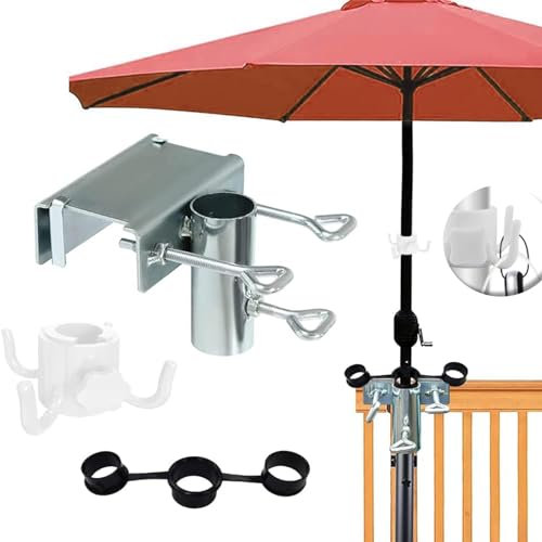 RCVEVCY Sonnenschirmhalter Balkongeländer Einstellbar, Sonnenschirm Halterung Balkon Anwendbar Ø25-38mm，Schirmhalterung Balkongeländer Halterung Sonnenschirm balkongeländer für maximale Breite