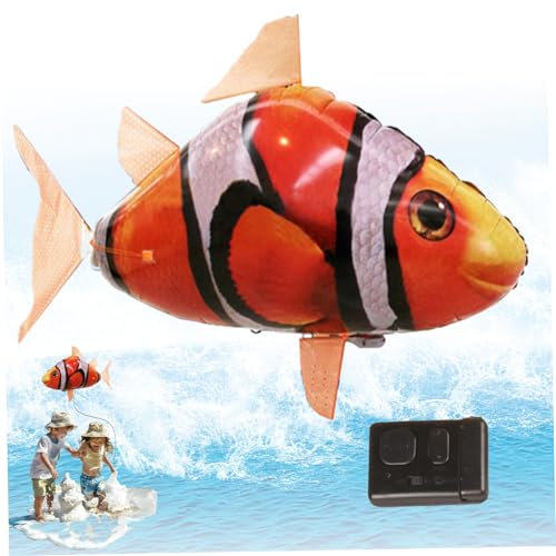 NASSMOSSE Remote Control Flying Fish Inflated Clown RC Anti- Break Battery Powered Fish Balloons Lifelike Wiggable Clownfish Decoration for Party, Home (Not Included Battery() ()
