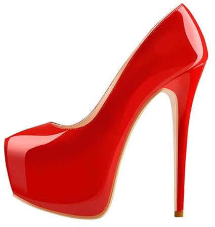 VERISSON Chaussures à talons hauts classiques pour femme avec plateforme, escarpins à bout pointu, à enfiler, 39 EU