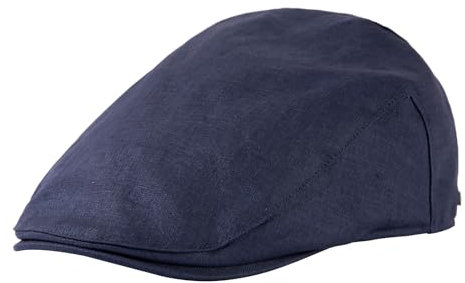 TOP-EX 100% Leinen Schiebermütze Herren Baskenmütze Mütze Sonnenschutz Sonnenhut Sommer Schirmmuetze Newsboy Cap Navy Blau XL/XXL