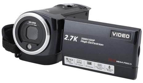Akozon Videocámara 2.7K Cámara de Video Profesional con Zoom Digital HD 50MP 16x para Grabación de Viajes