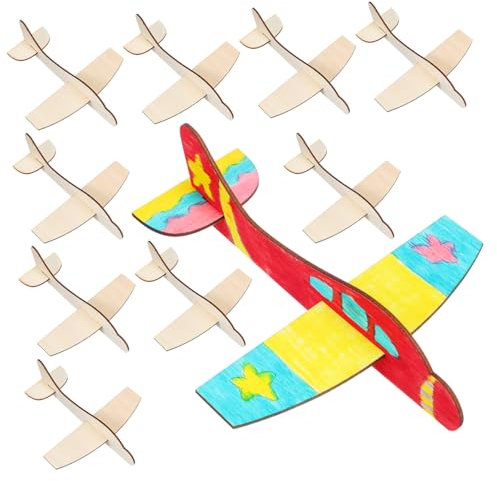 COSMEVIVI 20pcs Wooden Airplane Model Assemble Plane Toy Kit for Boys and Girls Diy Craft Art Supplies Blank Wood Plane Model for Painting