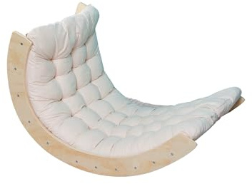 Buxibo Mini Arco de Escalada - Arco de Escalada de Madera con Cojín - Gimnasio de Juego Montessori - 76x47x37 cm - Blanco