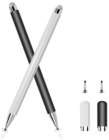Stylus Pen for Touch Screens, 2 in 1 Universal Tablet Pen-High Sensitivity | Magnetic Cap Stylus for iPhone/iPad/Pro/Mini/Air/Samsung/Android/Tablet with Replace Tip(White/Black)