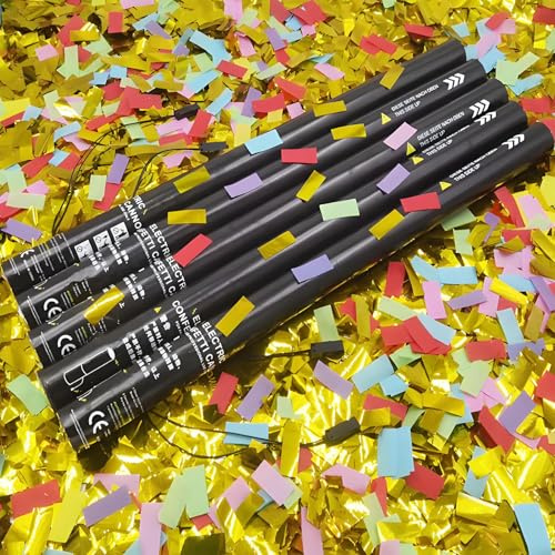 OzcNykt CañóN De Confeti De 80 Cm, MáQuina Profesional para Crear Ambientes De Bar, Lanzador De Confeti Biodegradable, Ideal para Fiestas Y Eventos Colourfulwithgoldaccents