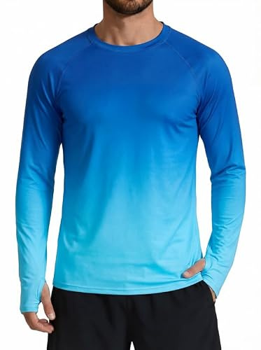 XiaoMoSha Rash Guard Mens UPF 50+ Sun Protection Rash Vest Long Sleeve Swimming Tops Quick Dry Sun Shirt Light Weight Breathable T-Shirt for Running Sport Fishing Hiking S-2XL