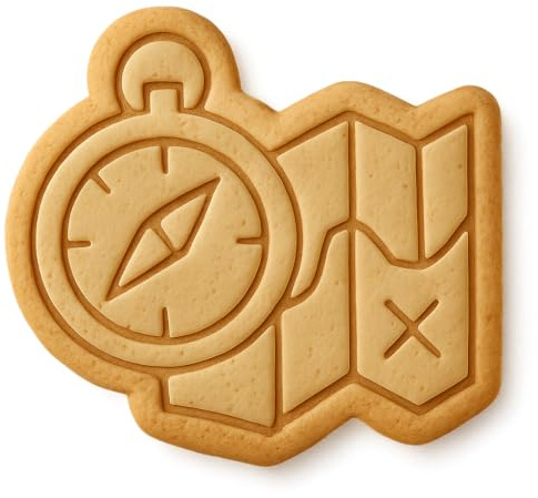 Compass and Map Cookie Cutter & Stamp, Fondant & Clay Cutter - 4x3.7