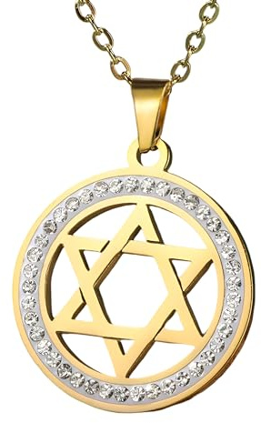 NBYGSC Davidsstjärna Halsband för kvinnor och män, 925 sterling silver zirkon Davidsstjärna halsband Hexagram Runt ihåligt hänge, judisk stjärna halsband kvinnor, Davidsstjärna halsband för män