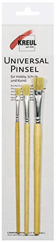 KREUL 723002-Juego universales, cerdo fuertes y claras, escolar plano, 3 pinceles en tamaños 4, 8 y 12, Madera, Beige