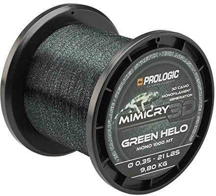 Prologic Mimicry Green Helo 1000m grün - Karpfenschnur zum Angeln auf Karpfen, Angelschnur zum Karpfenangeln, Monofile Schnur, Durchmesser/Tragkraft:0.25mm / 11lbs / 5.2kg Tragkraft