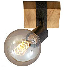 Briloner Leuchten - Lampada da parete, applique, faretto retrò, vintage, girevole e orientabile, 1x E27, metallo-legno, colore: grigio piombo, 25W, 100x103x90mm (LxPxA)