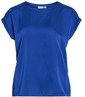 Vila Noos 14059563 - Camiseta de satén para Mujer, Color Azul., 46