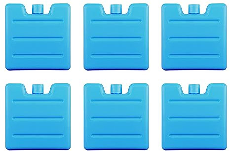 VonBueren 6 x Mini Pain de Glace pour Sac Isotherme | adapté à la boîte à Lunch | 8 x 7,5 x 1,5 cm