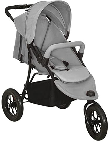 Susany Kinderwagen Buggy Aus- und Zusammenklappen Babyschale Kinderwagenset Babywagen verstellbaren Rückenlehne & Fußstütze Hellgrau Stahl