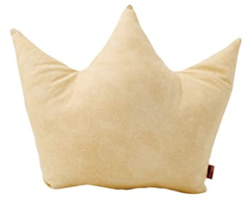 POWER INN Kronkudde stor ca 42 x 35 cm | universell dekorativ kudde | mysig soffkudde | gosig kudde för att drömma och sova | 100 % bomull, Öko Tex 100 premium fyllnadsvadd (ljusgulmönstrad)