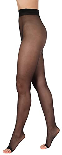BANANALU 15 Den zehenfreie weiche Strumpfhose Toeless transparent Open Toe Toeless 15 Nero XXL
