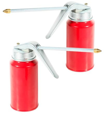 RACOONA 2 Pcs Oil Can,Oil Can Pump Oiler,Motor Oil Dispenser,Car Accessories Metal Pump Oil Can Oil Squirt Can with Spout,200ml Gun Oiler Spray Can Hand Pump Oil Cans for Auto Motorcycles Applications