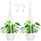 Augshy Lot de 2 cintres en macramé de 68,6 cm avec crochets, pot de fleurs à suspendre pour plantes d'intérieur et décoration d'intérieur