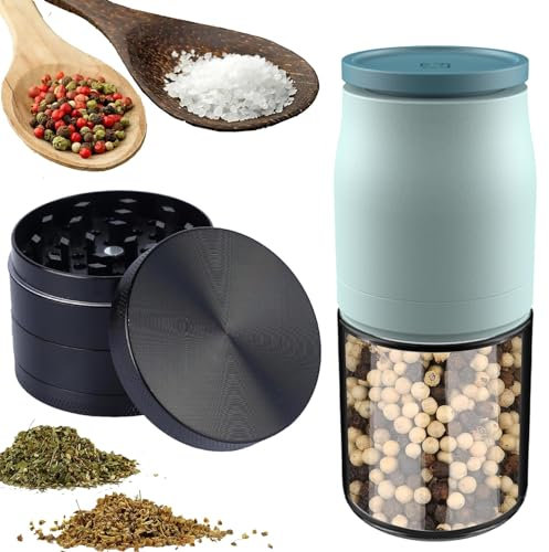Macina Pepe Manuale, Set di Macinaspezie incl. 1 Macinapepe Finezza Regolabile e 1 Trita Spezie Ø 55 mm, Macina Sale e Pepe, Macinino per Pepe in Ceramica, Macinatore per Sale in Grosso e Pepe Grani