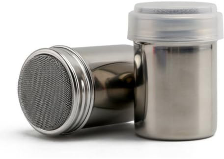 Shaker à poudre en acier inoxydable avec couvercle, saupoudreuse à farine, sucre, sel, saupoudreuse, glaçage, chocolat, cacao, tamis pour travaux manuels de cuisine
